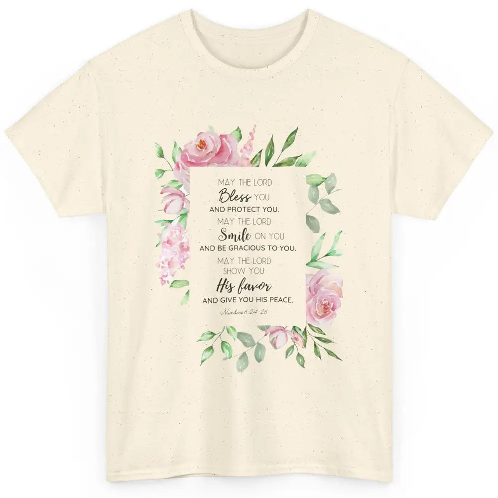 Floral Christian Belief May The Lord Bless You Bible Verse Classic Unisex T-Shirt