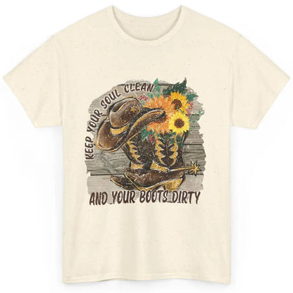 Floral Cowboy Boots Keep Your Soul Clean Boots Dirty Western Classic Unisex T-Shirt