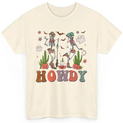 Retro Skeleton Cowboy Dancing Howdy Halloween Western Fall Classic Unisex T-Shirt