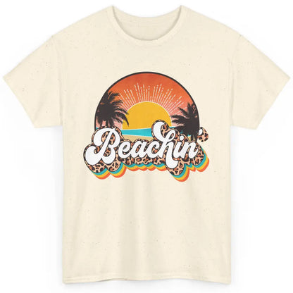 Beachin' Leopard Retro Summer Sunset Beach Lovers Vacation Classic Unisex T-Shirt