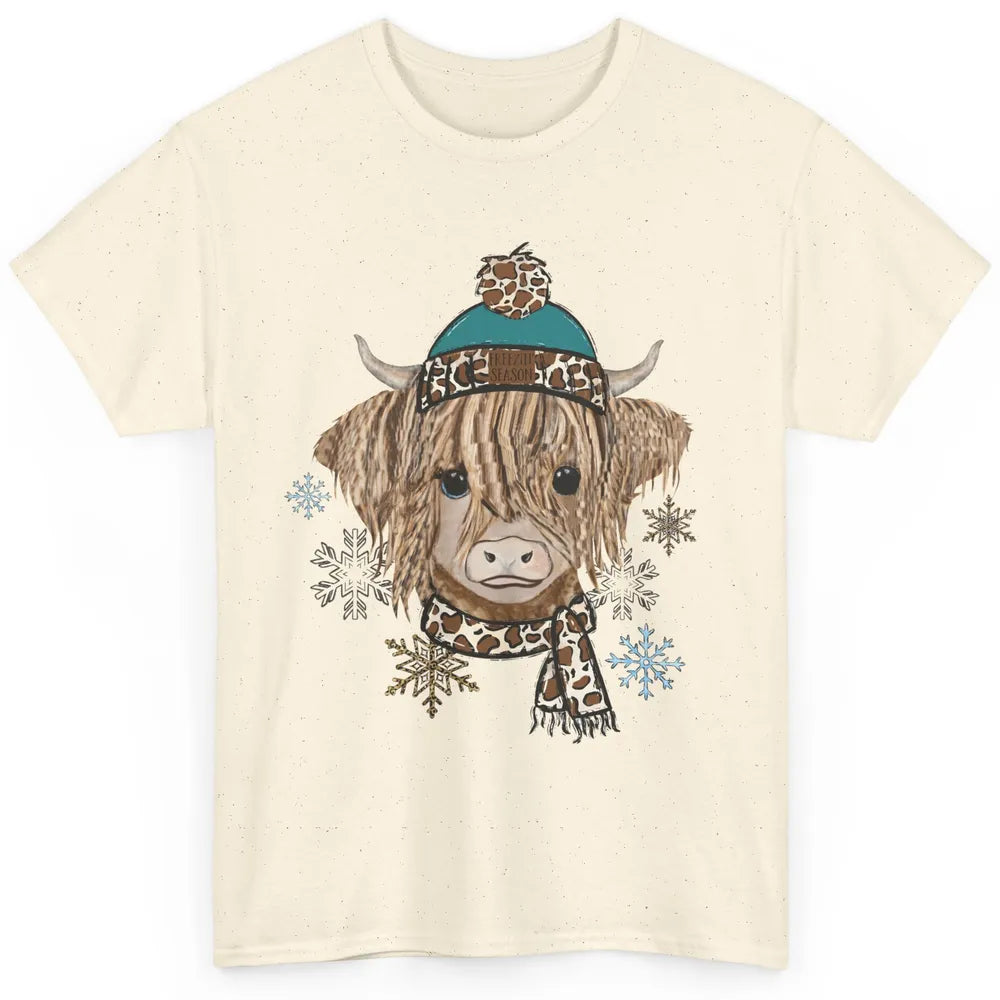 Baby Highland Cow I'm Freaking Freezing Christmas Winter Classic Unisex T-Shirt