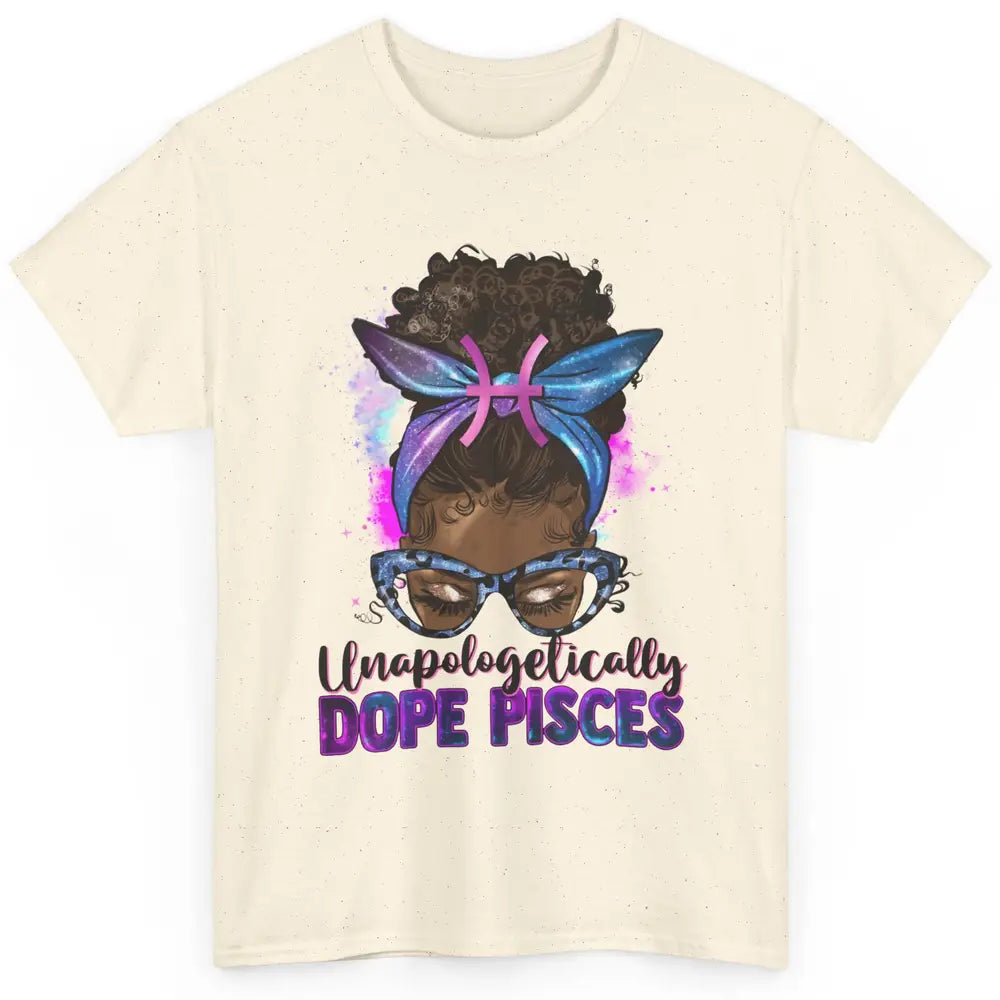 Unapologetically Dope Pisces Zodiac Leopard Afro Messy Bun Classic Unisex T-Shirt