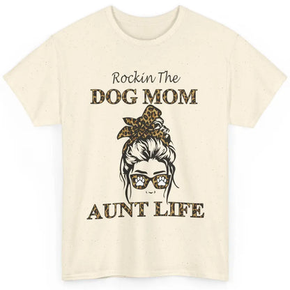 Rockin the Dog Mom Aunt Life Messy Bun Mom Leopard Bandana Classic Unisex T-Shirt