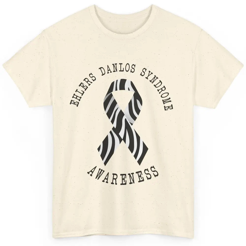 Ehlers Danlos Syndrome Awareness EDS Zibra Ribbon Rainbow Classic Unisex T-Shirt