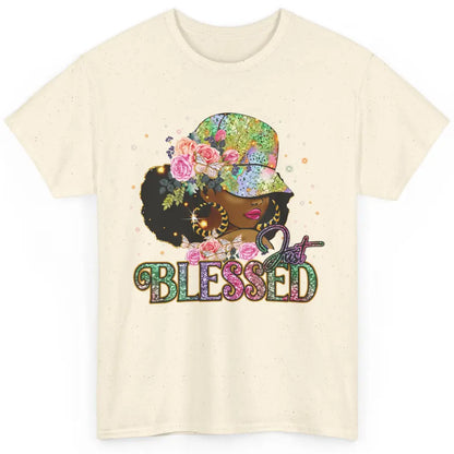 Floral Afro Black Girl Just Blessed Christian Afro American Classic Unisex T-Shirt