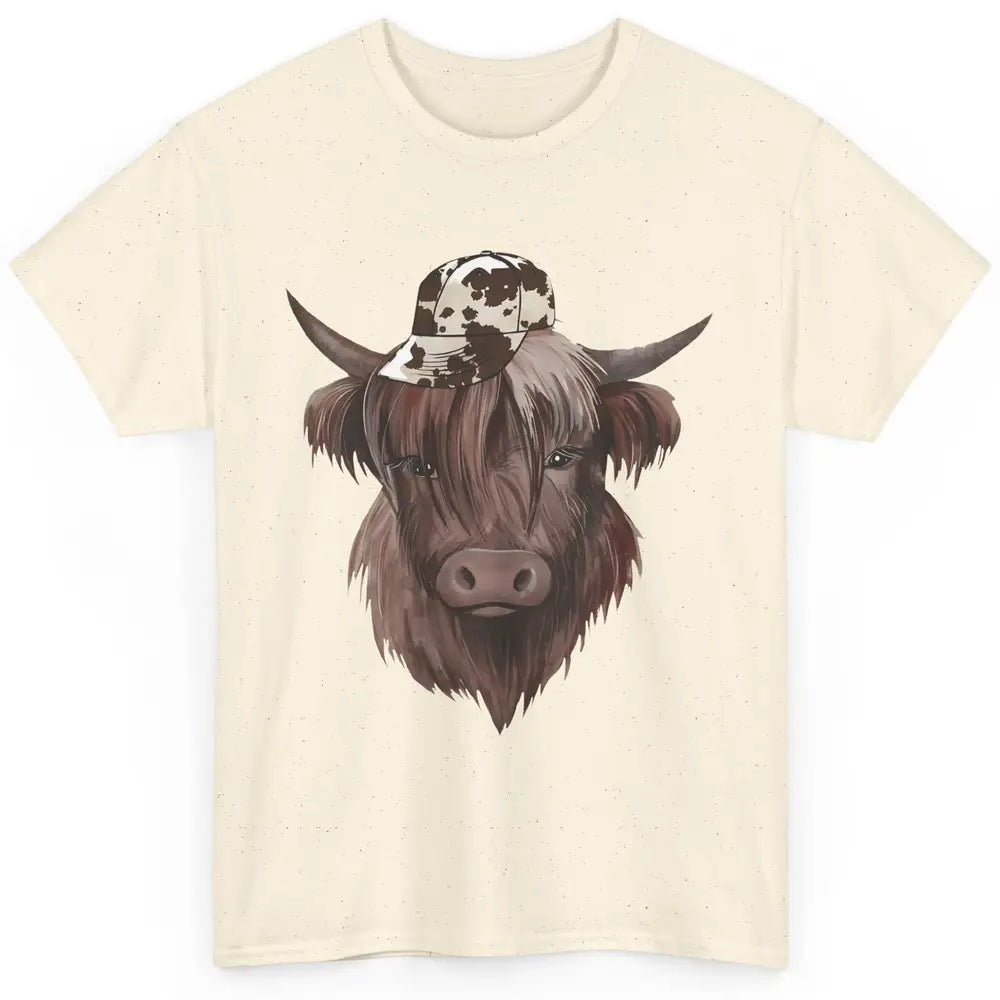 Funny Bull Cow With Hat Leopard Western Country Highland Cow Classic Unisex T-Shirt