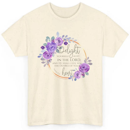 Floral Christian Delight Yourself In The Lord Bible Verse Classic Unisex T-Shirt