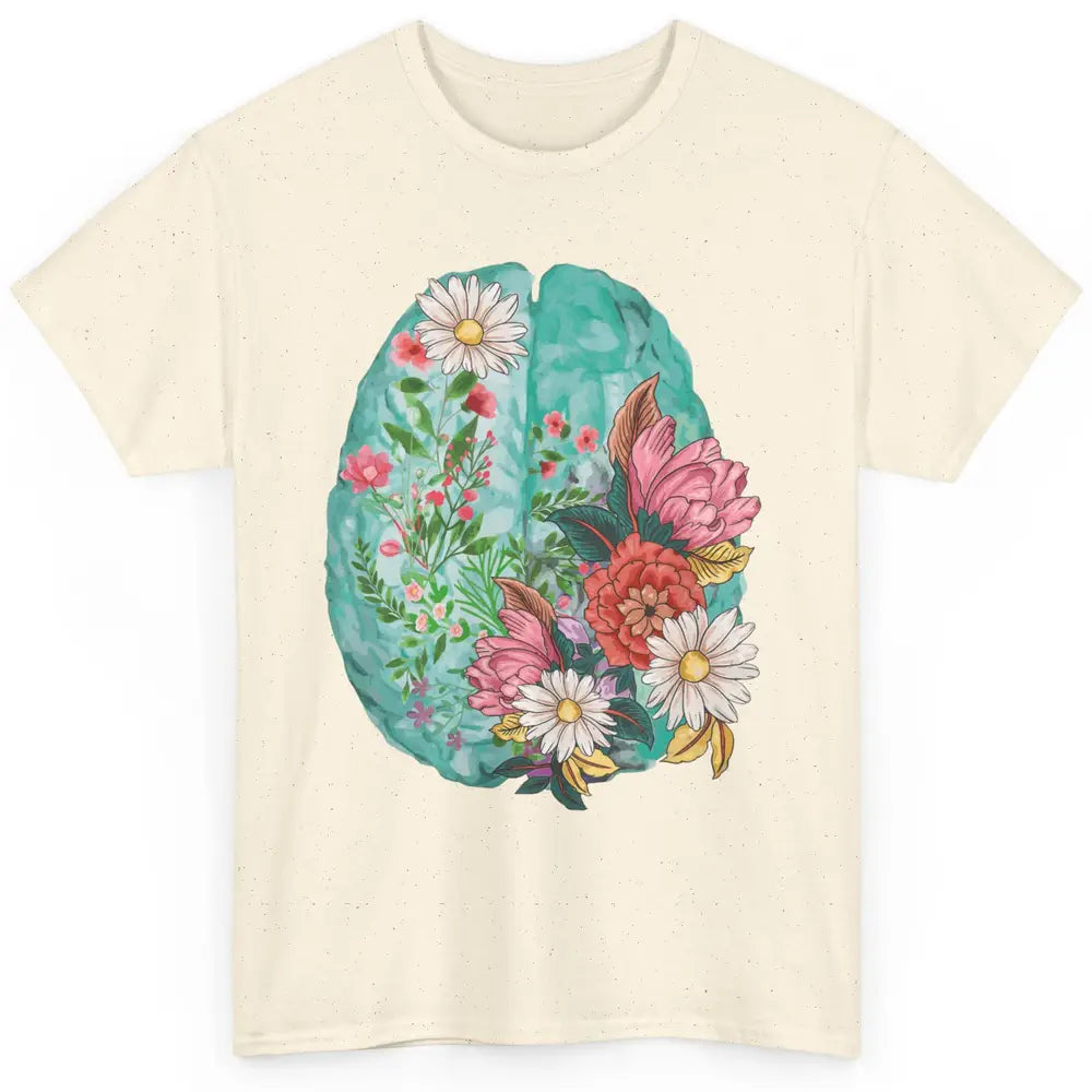 Wildflower Brain End The Stigma Floral Mental Health Matters Classic Unisex T-Shirt