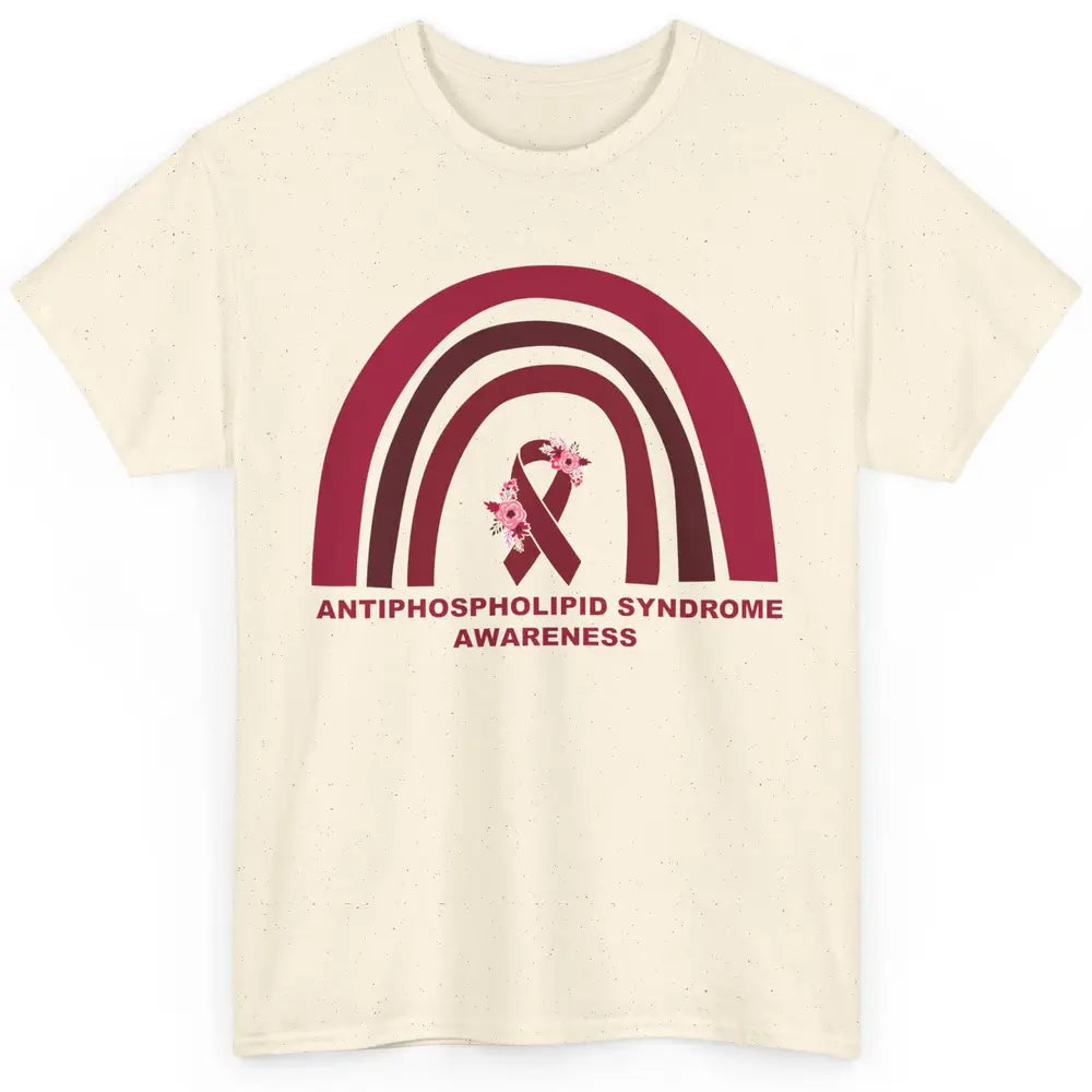 Antiphospholipid Syndrome Awareness APS Burgundy Rainbow Classic Unisex T-Shirt