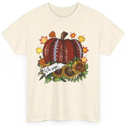 Football Pumpkin Tis The Season Sunflower Fall Leaves Autumn Classic Unisex T-Shirt