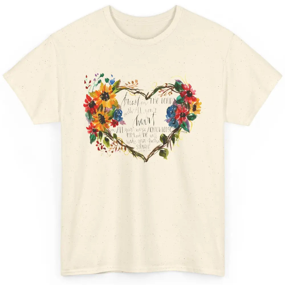 Floral Christian Trust In Lord With All Heart Bible Verse Classic Unisex T-Shirt