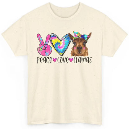 Vintage Llama Tie Dye Peace Love Llama Sarcastic Llama Lover Classic Unisex T-Shirt