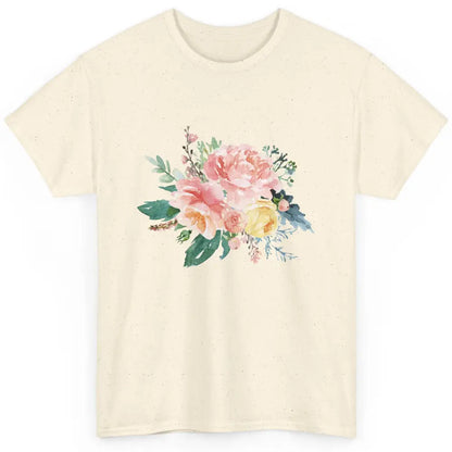 Watercolor Peony Flower Bouquet Botanical Garden Wildflower Classic Unisex T-Shirt