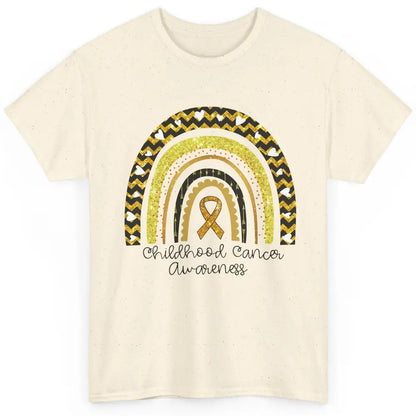 Childhood Cancer Awareness Support Rainbow Gold Ribbon Gift Classic Unisex T-Shirt