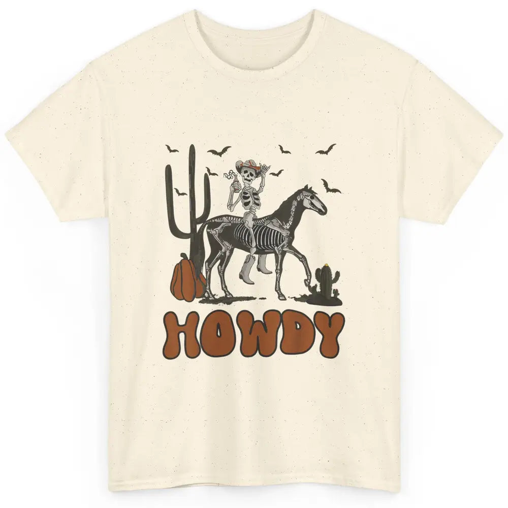 Cool Howdy Skeleton Horse Cowboy Skull Cactus Desert Western Classic Unisex T-Shirt