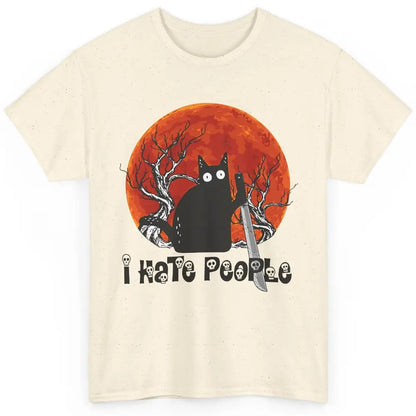 Black Cat Murderer I Hate People Pumpkin Halloween Costume Classic Unisex T-Shirt