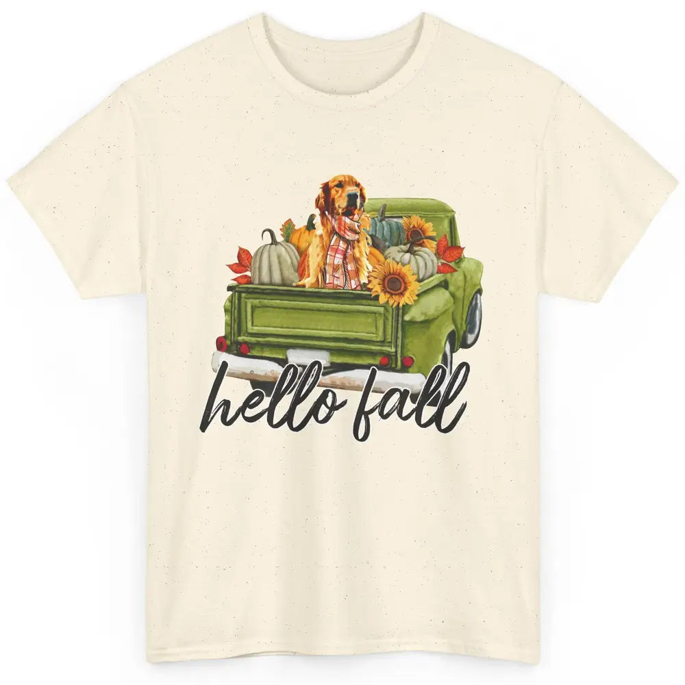 English Golden Retriever Pumpkin Truck Hello Fall Dog Mom Classic Unisex T-Shirt