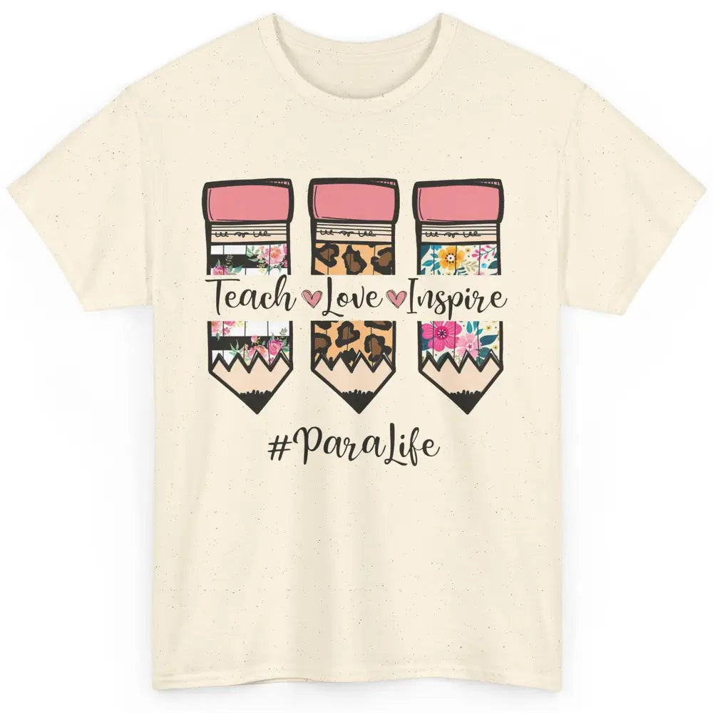 Floral Leopard Teach Love Inspire Para Life Para Teacher Classic Unisex T-Shirt