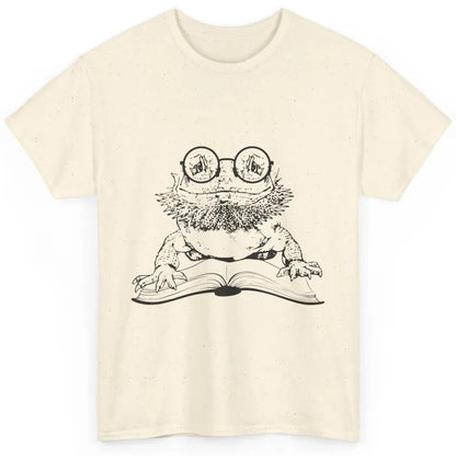 Bearded Dragon Glasses Reading Books Bookworm Funny Animal Classic Unisex T-Shirt