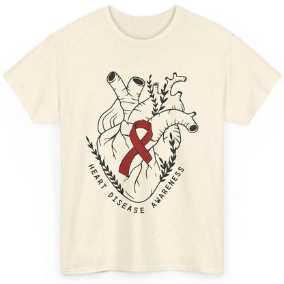 CHD Congenital Heart Disease Awareness Red Ribbon Heart Gift Classic Unisex T-Shirt