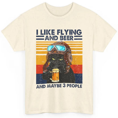 Funny Black Cat Skydiving I Like Flying Beer Maybe 3 People Classic Unisex T-Shirt