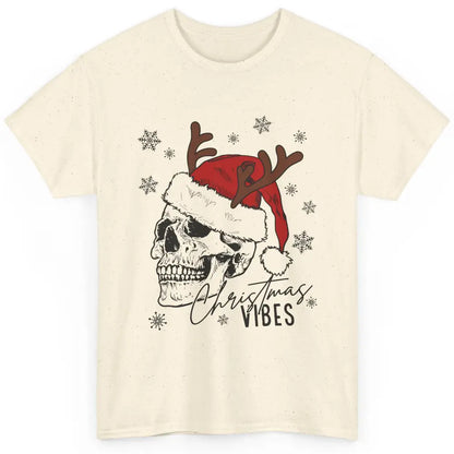 Christmas Vibes Skull With Santa Hat Christmas Skeleton Classic Unisex T-Shirt