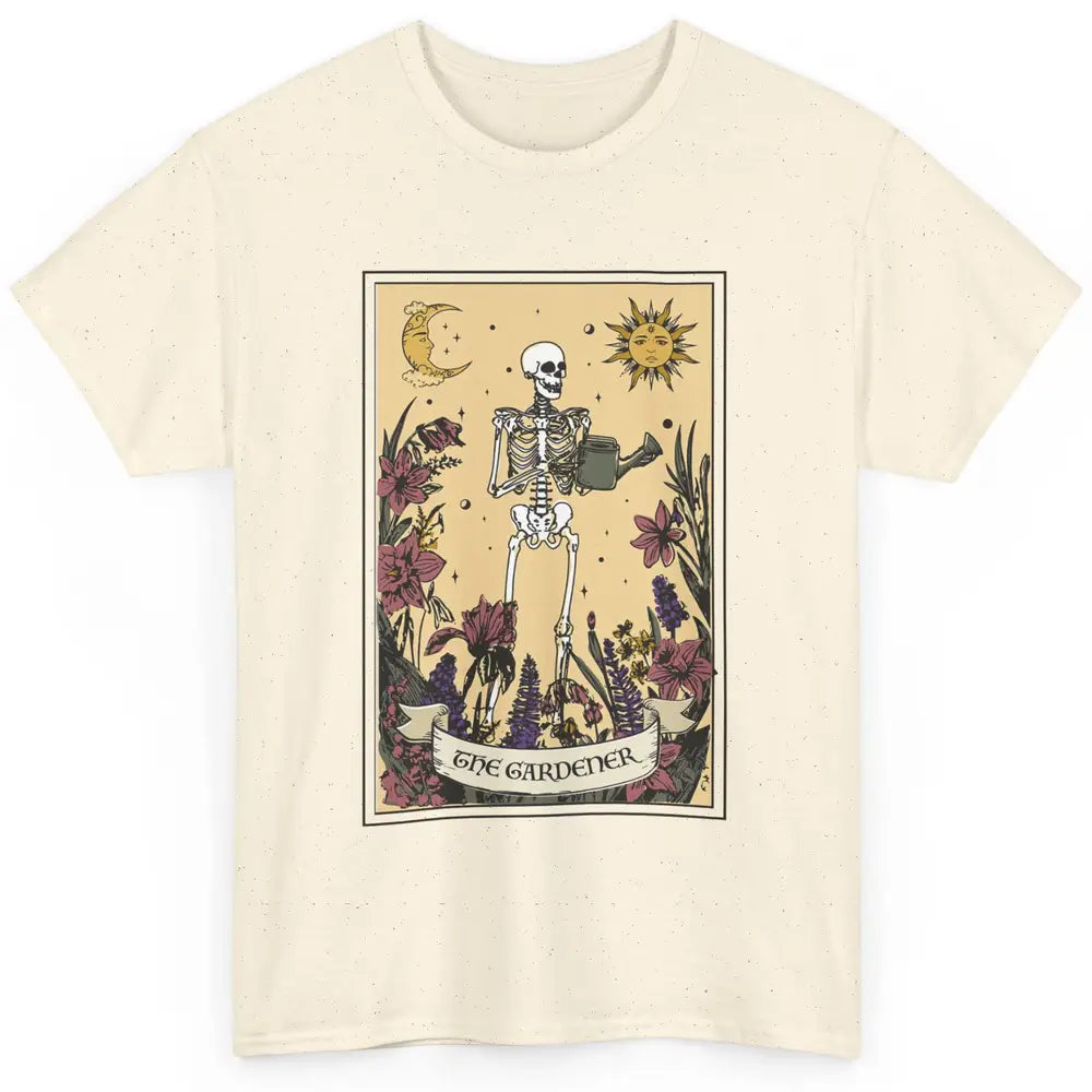 Retro Skeleton The Gardener Tarot Card Plant Lady Halloween Classic Unisex T-Shirt