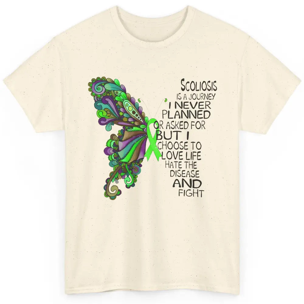 Scoliosis Is A Journey Scoliosis Awareness Butterfly Ribbon Classic Unisex T-Shirt