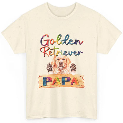 Colorful Golden Retriever Dog Papa Cute Puppy Father Dad Classic Unisex T-Shirt