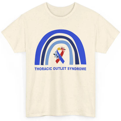 Thoracic Outlet Syndrome Awareness Floral Blue Red Ribbon Classic Unisex T-Shirt