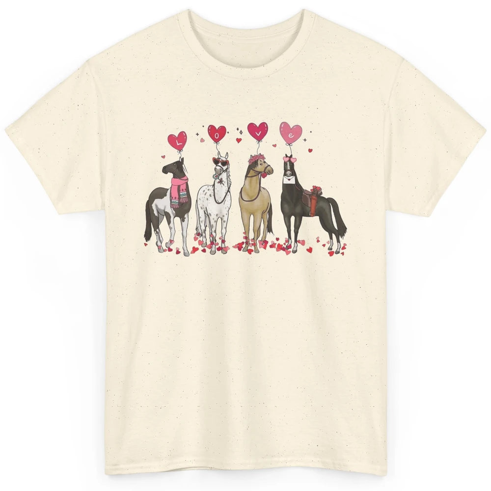 Cute Horse Valentine's Day Horses Cowgirl Rodeo Howdy Western Country Heart Love Balloon Classic Unisex T-Shirt