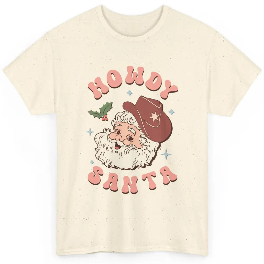 Merry Christmas Howdy Cowboy Xmas Santa Claus Cactus Western Classic Unisex T-Shirt