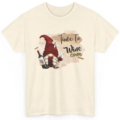 Christmas Gnome Wine It's Time to Wine Down Winter Holiday Classic Unisex T-Shirt