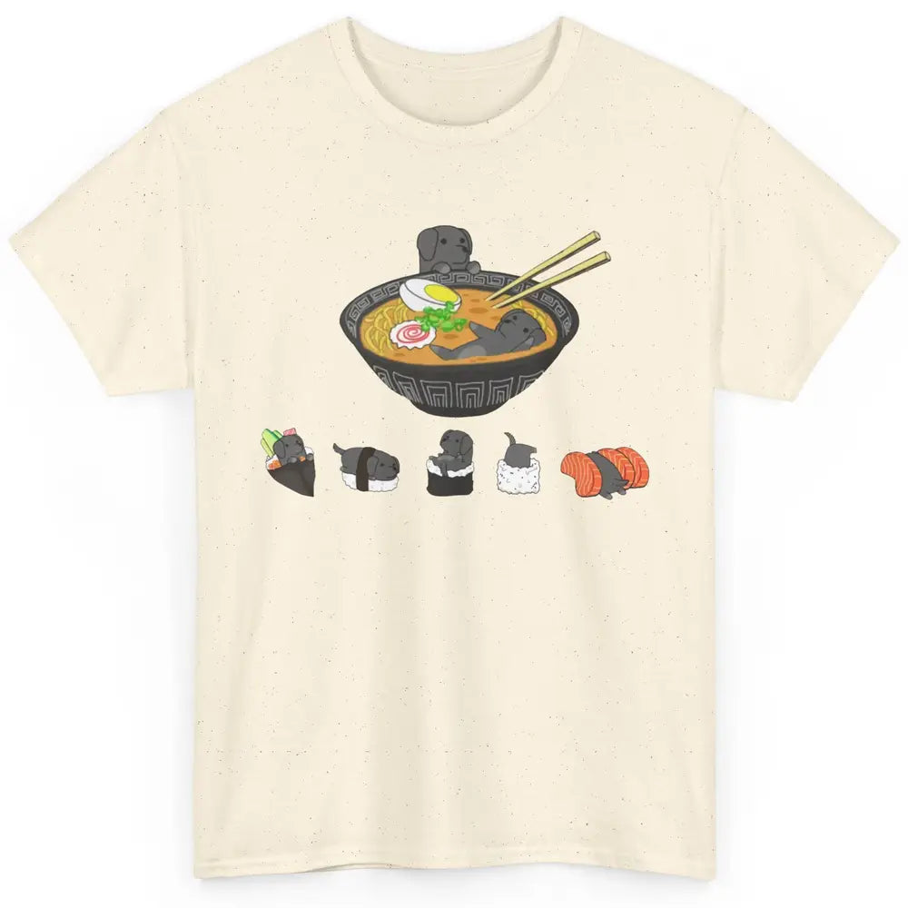 Black Labrador Sushi Ramen Bowl Japanese Kawaii Dog Mom Classic Unisex T-Shirt