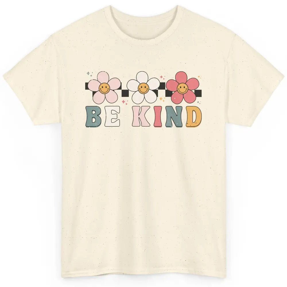 Be Kind Smiling Face Daisy Boho Mental Health Matter Retro Classic Unisex T-Shirt