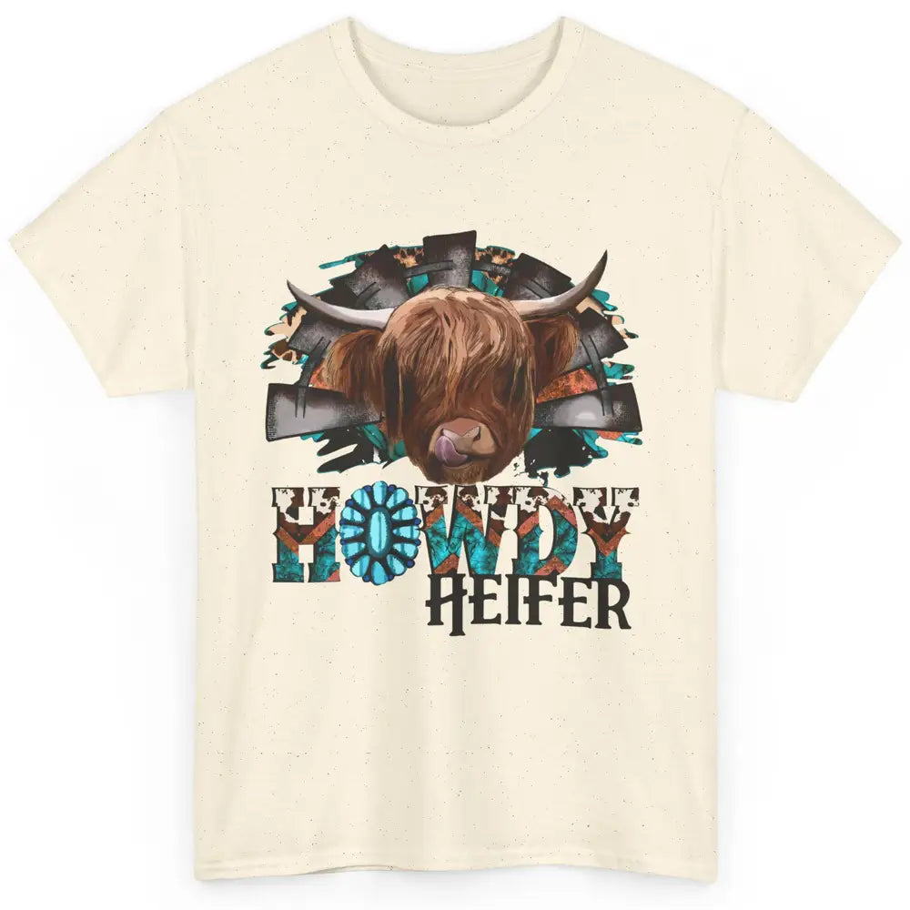 Leopard Highland Cow Howdy Heifer Western Country Cowboy Classic Unisex T-Shirt