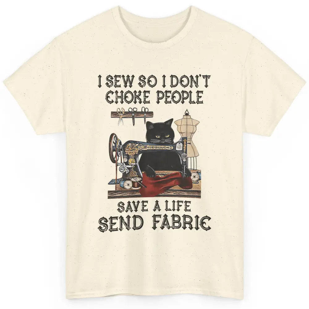 Funny Black Cat Sew Dont Choke People Knitter Quilt Crochet Classic Unisex T-Shirt