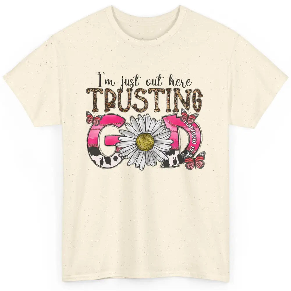 Cowhide Sunflower Out Here Trusting God Western Christian Classic Unisex T-Shirt