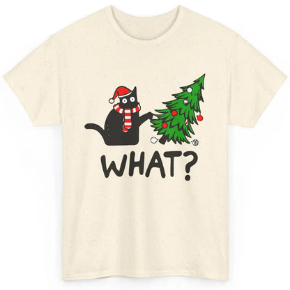 Funny Black Cat Christmas Light Santa What Christmas Costume Classic Unisex T-Shirt