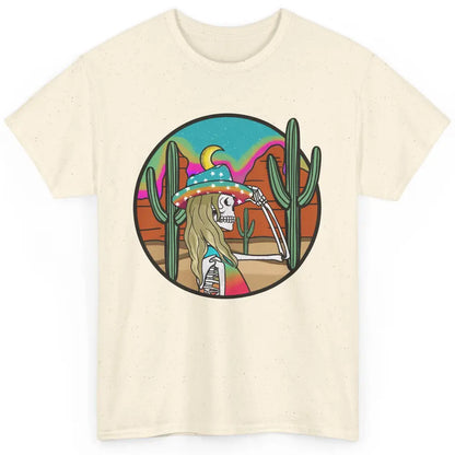 Cosmic Skeleton Cowgirl Desert Cactus Western Country Cowboy Classic Unisex T-Shirt