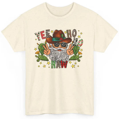 Leopard Santa Cowboy Yee Ho Haw Christmas Western Country Classic Unisex T-Shirt