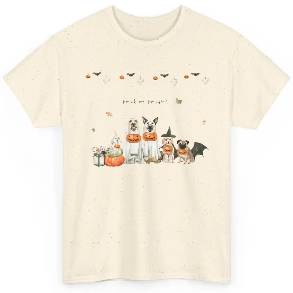 Funny Basset Hound Beagle Pug Ghost Pumpkin Halloween Fall Classic Unisex T-Shirt