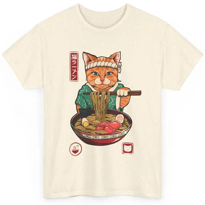 Funny Cat Ramen Bowl Noodles Soup Japanese Kawaii Ramen Cat Classic Unisex T-Shirt