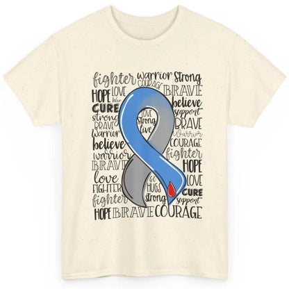 Diabetes Awareness Blue And Gray Ribbon Strong Brave Hope Classic Unisex T-Shirt