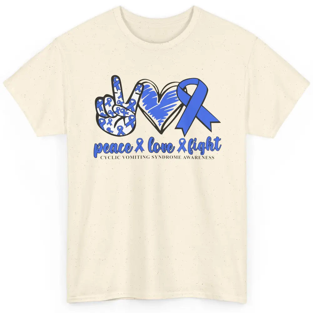 Cyclic Vomiting Syndrome Blue Ribbon Peace Love Fight Classic Unisex T-Shirt