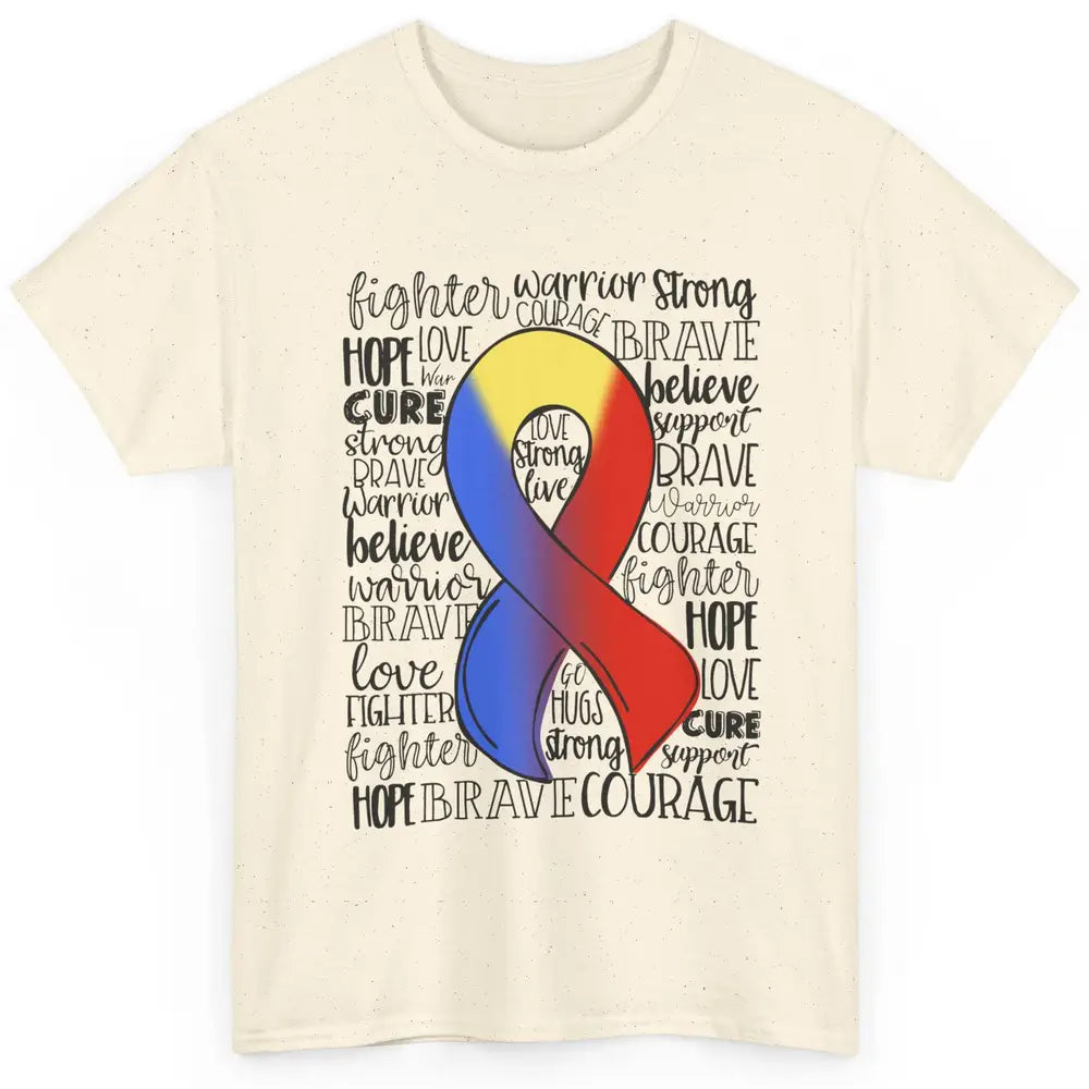 Thoracic Outlet Syndrome Awareness Blue Red Ribbon Hope Love Classic Unisex T-Shirt