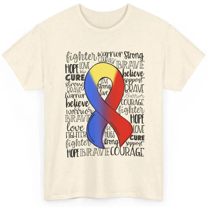 Thoracic Outlet Syndrome Awareness Blue Red Ribbon Hope Love Classic Unisex T-Shirt