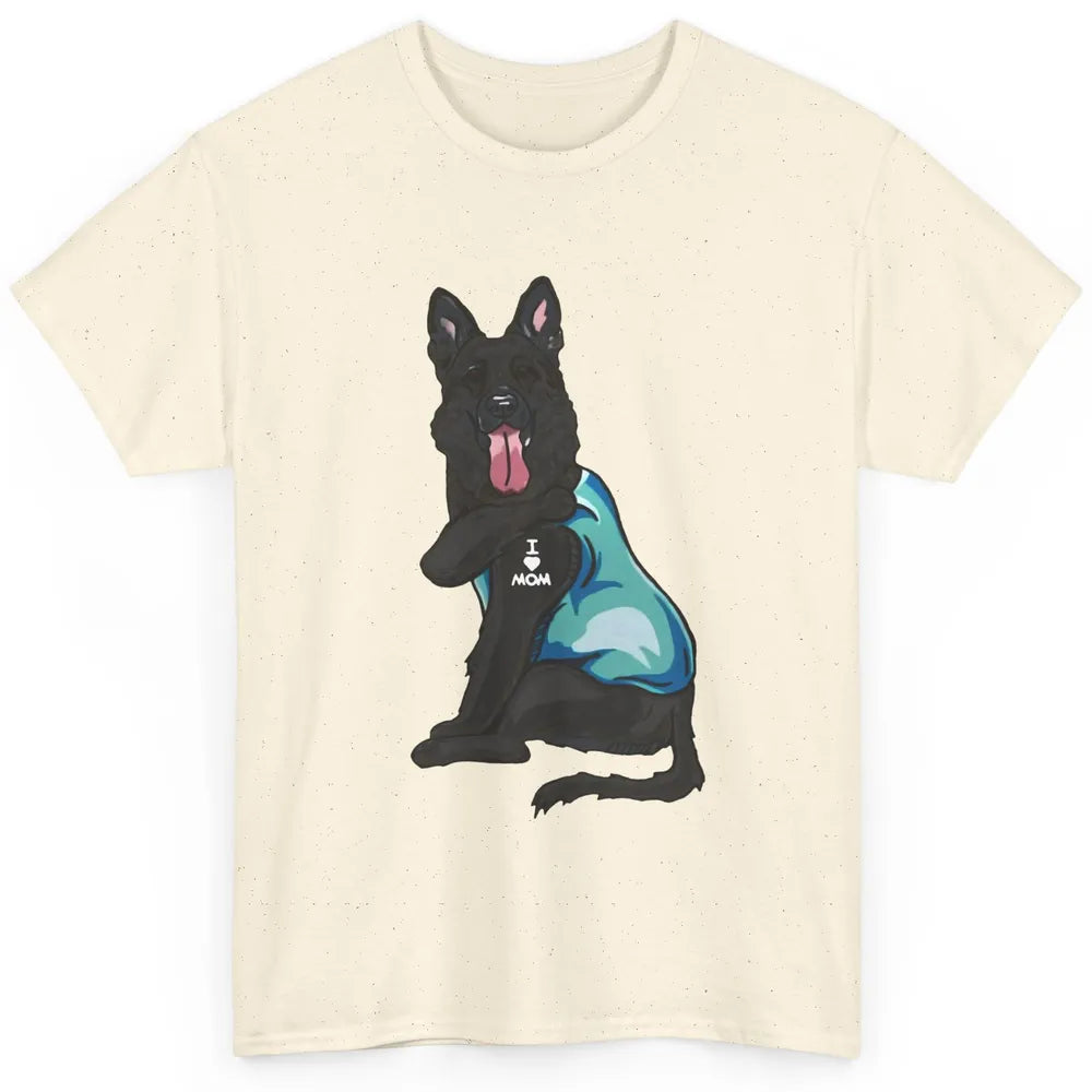 Black German Shepherd I Heart Mom Dog Mom Mother's Day Gift Classic Unisex T-Shirt