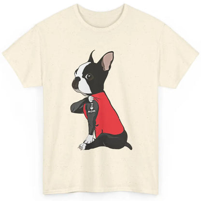 Boston Terrier I Heart Mom Dog Mother Boston Terrier Dog Mom Classic Unisex T-Shirt