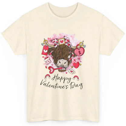 Cute Highland Cow Heart Western Happy Valentine Day Love Classic Unisex T-Shirt